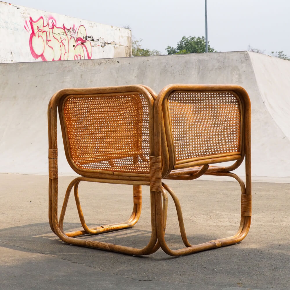เก้าอี้พักผ่อน หวายแท้ PISAMAI รุ่น WIT LOUNGE CHAIR เก้าอี้รับแขก ทรงมินิมอล ขนาด 80*78*82 ซม. สีธรรมชาติ